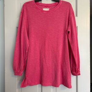 We The Free Hot Pink Knit Cotton Long Sleeve Top